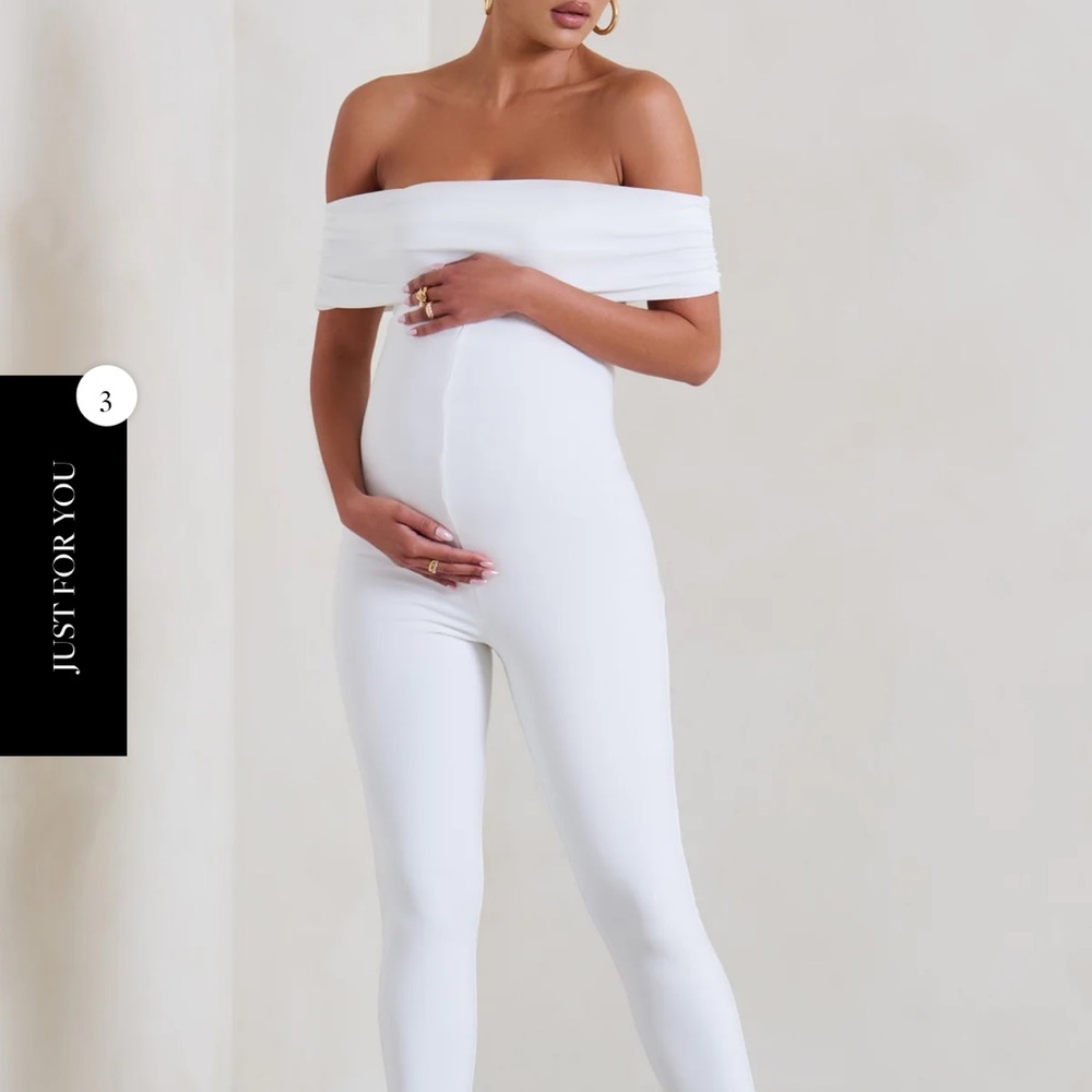 White Off-Shoulder Textured Jumpsuit